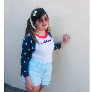 Alternative ..Stars and Stripes 3/4 sleeve tee